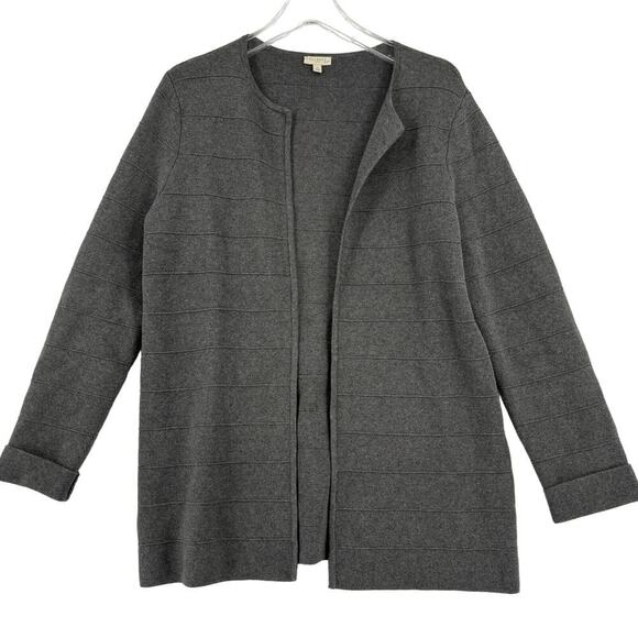 Talbots Cardigan Sweater Women's Size S Gray Open Front Cotton Stretch Knit - Picture 1 of 10